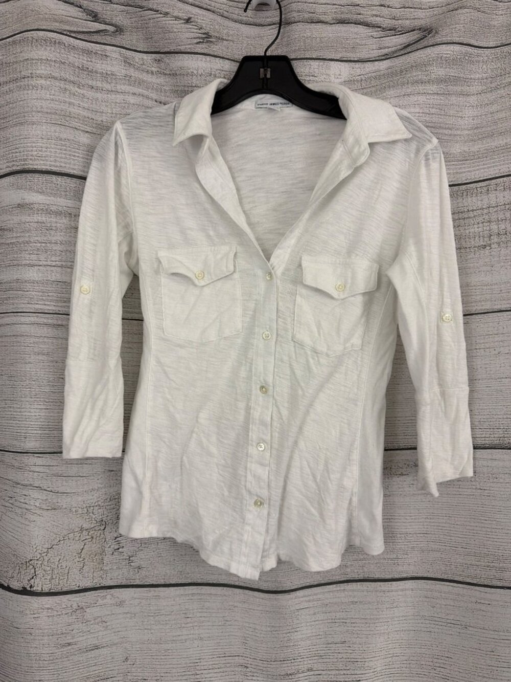 James Perse White Button Front Shirt Size 2/M